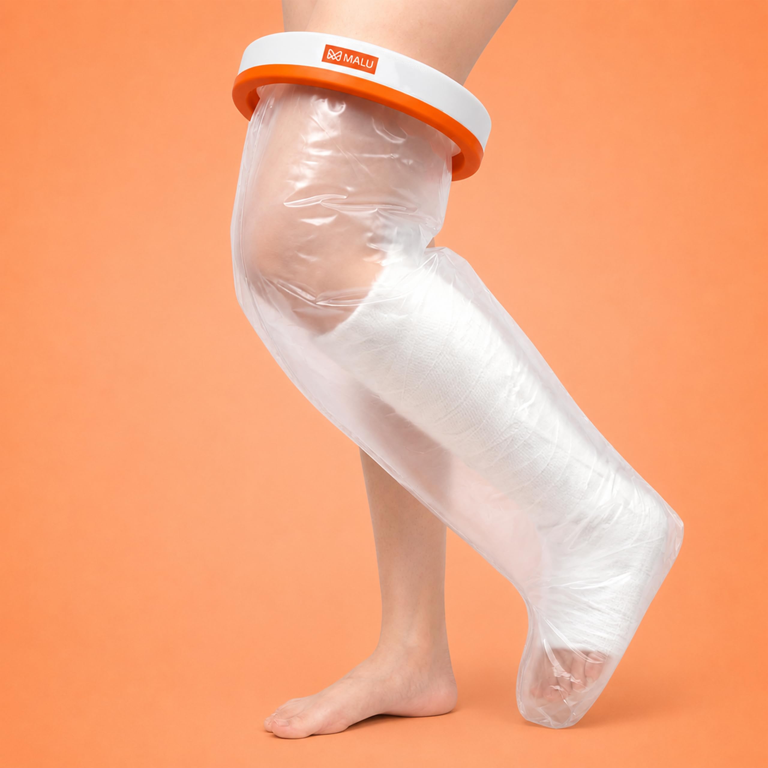 MALU HEALTHCARE Extra Wide Waterproof Leg Cast Cover for Shower & Bath | Reusable Adult Cast Protector with Anti-Slip Base | Knee Immobilizer & Post-Surgery Bandage Shield