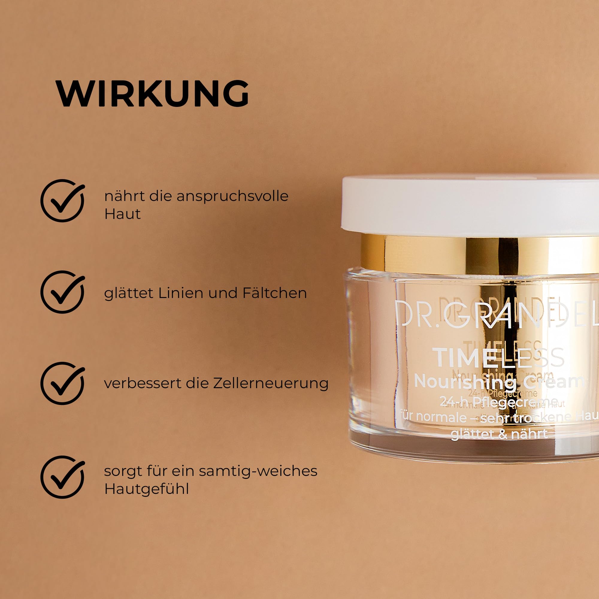 DR. GRANDEL TIMELESS Nourishing Cream 24-Stunden-Gesichtscreme 50 ml | Anti-Aging Pflege für Gesicht, Hals & Dekolleté, glättet & nährt, reichhaltige Textur, normale bis sehr trockene Haut