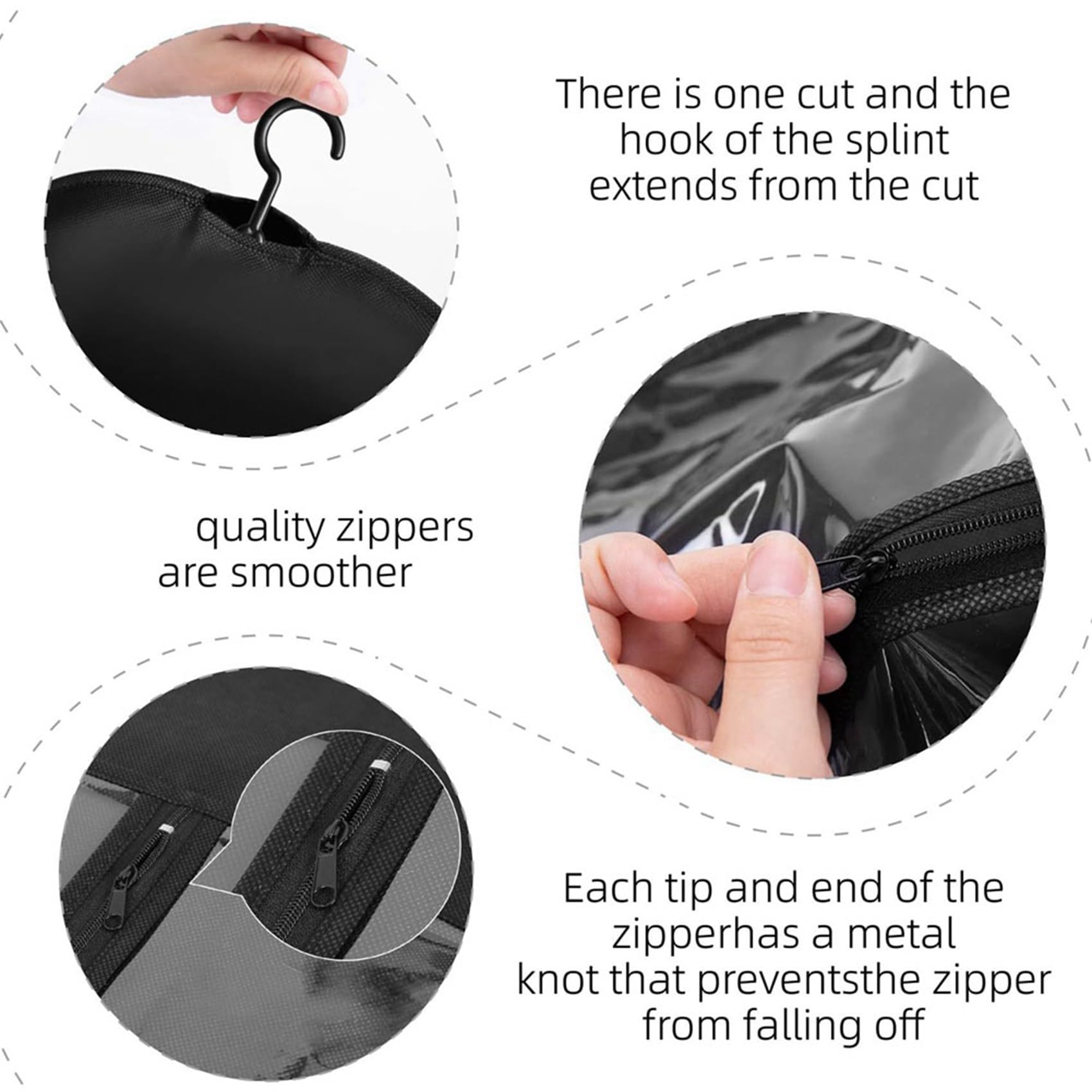 Geroosaty 6PCS Extra Long Wig Hanger and Storage Bags, Dustproof and Waterproof Hair Extension Holder, Designed for Wigs Black - Image 3