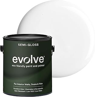 Evolve Interior Paint & Primer, Four Sheens, 1-Gallon & 5-Gallon, Designer Curated Color Palette – One-Coat Coverage, Excellent Hide, Low VOC, Low Odor, Washable Paint for Walls, Ceilings & Trim - Semi-Gloss Sheen (Cloud White, 1 Gallon (128 fl.Oz)