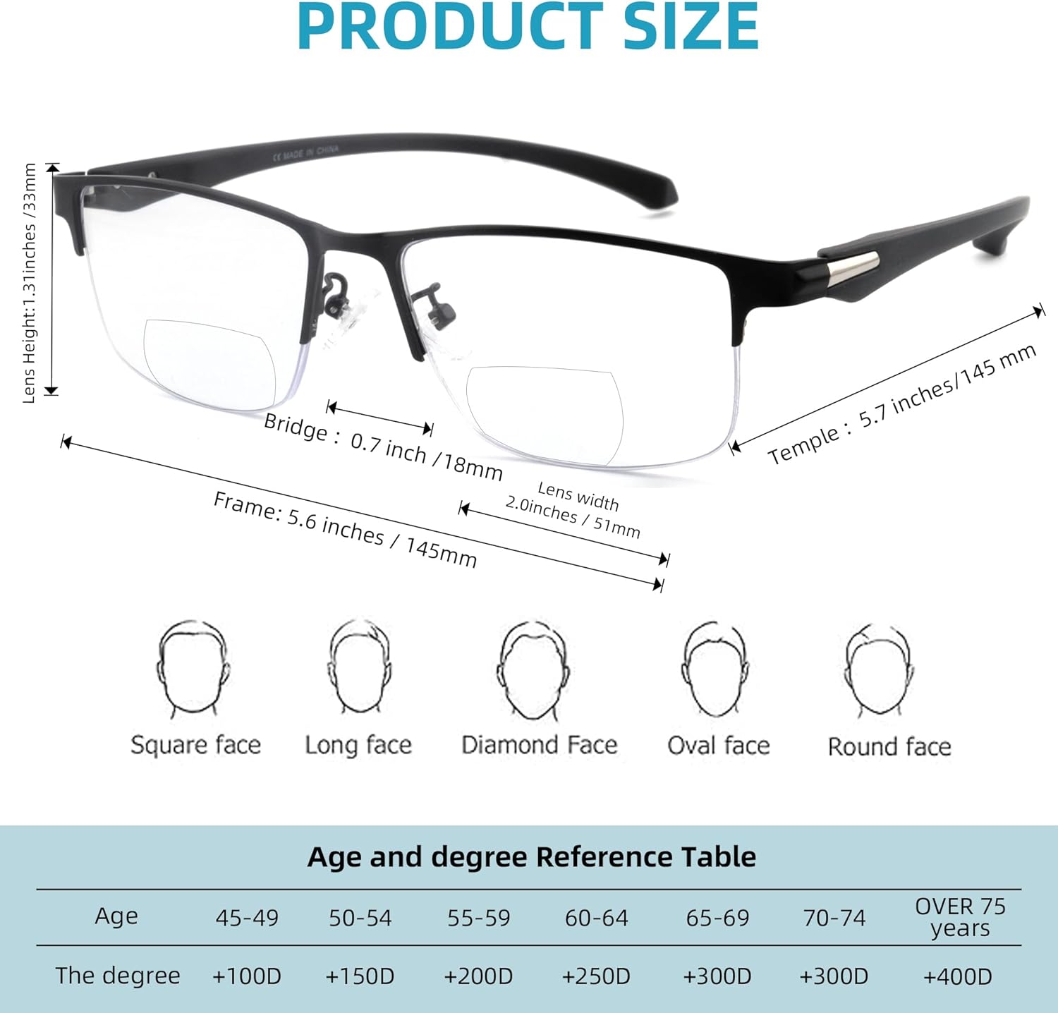 3 Pack Bifocal Reading Glasses Men Blue Light Blocking Metal Half Frame TR90 Temples MultiFocal Readers with Spring Hinges(2.5x)