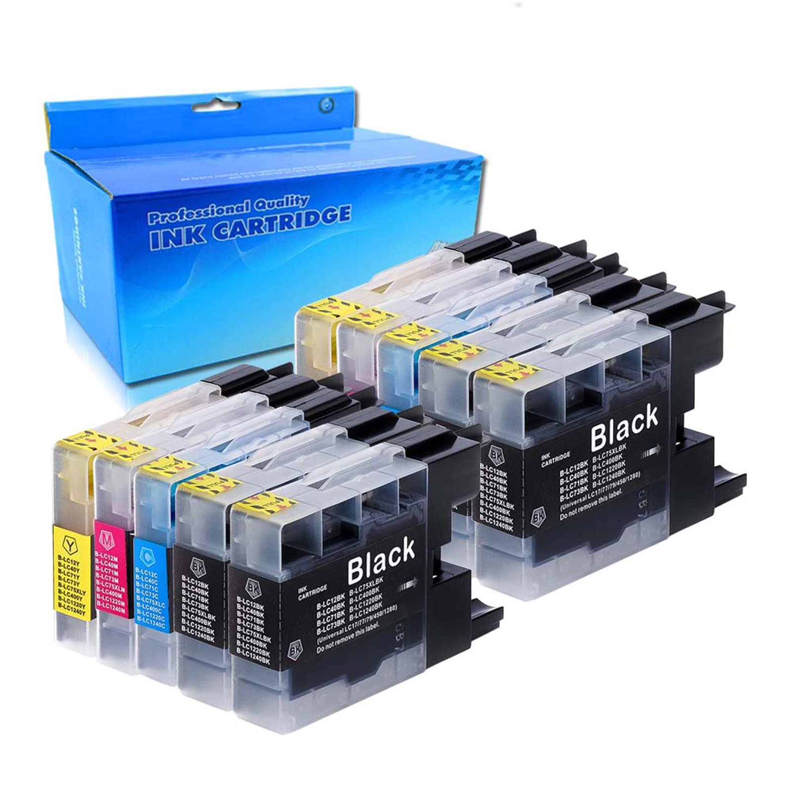 Compatible Ink Cartridge Replacement for Brother LC75 LC71 LC 79 XL Work with MFC-J6510DW MFC-J6710DW MFC-J6910DW MFC-J280W MFC-J425W Printer (4 Black, 2 Cyan, 2 Magenta, 2 Yellow) 10 Pack