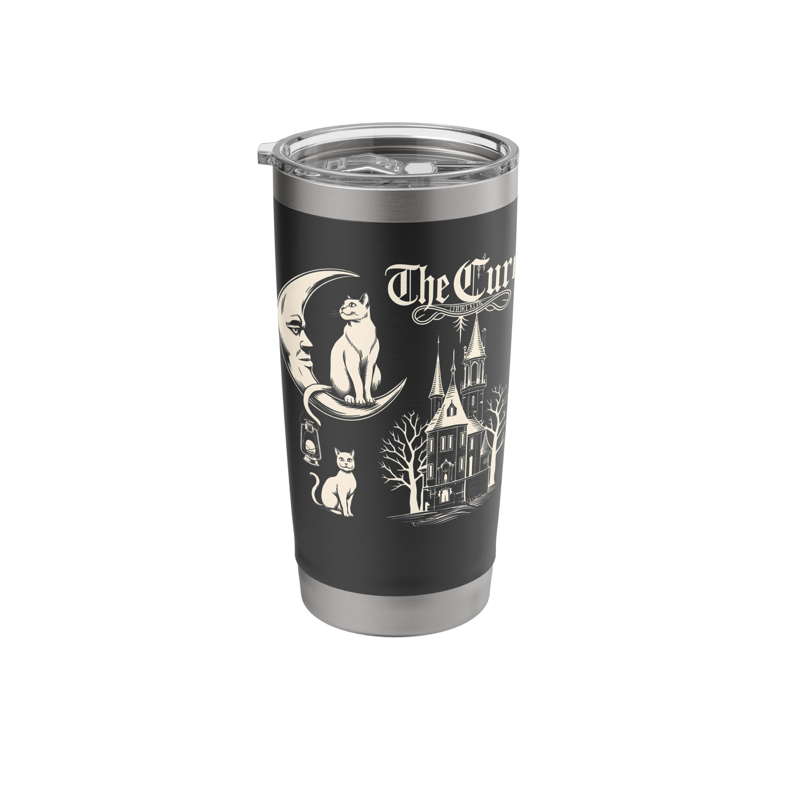 Cure Band Crescent Moon Cat Spooky Haunted Graphic Stainless Steel Insulated Tumbler