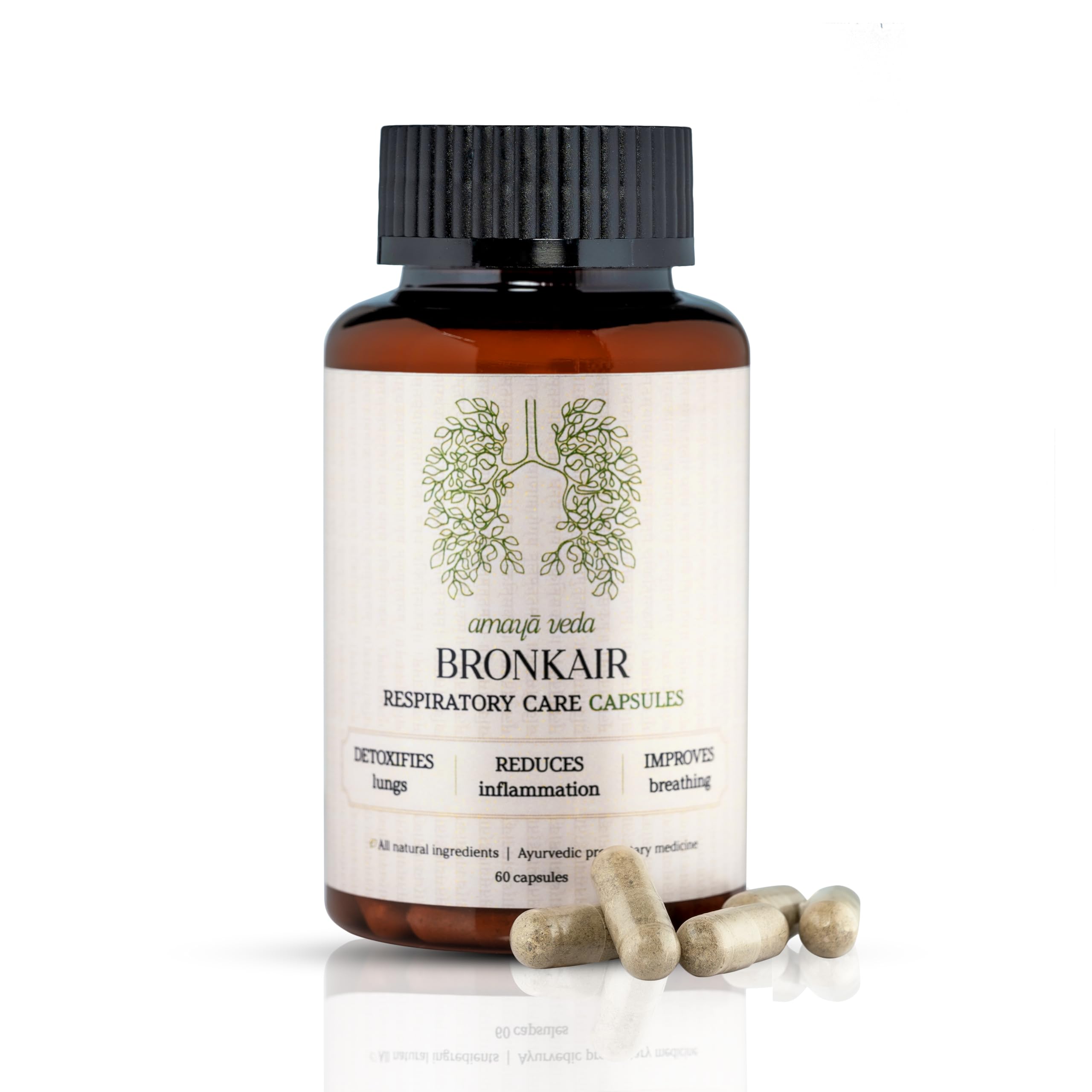 Amaya Veda Bronkair Respiratory Care Capsules 60N, Ayurvedic Respiratory Support, Detoxifies Lungs, Boosts Lung Function & Improves Breathing, Herbal Health Capsule for Asthma & Bronchial Support-image-32