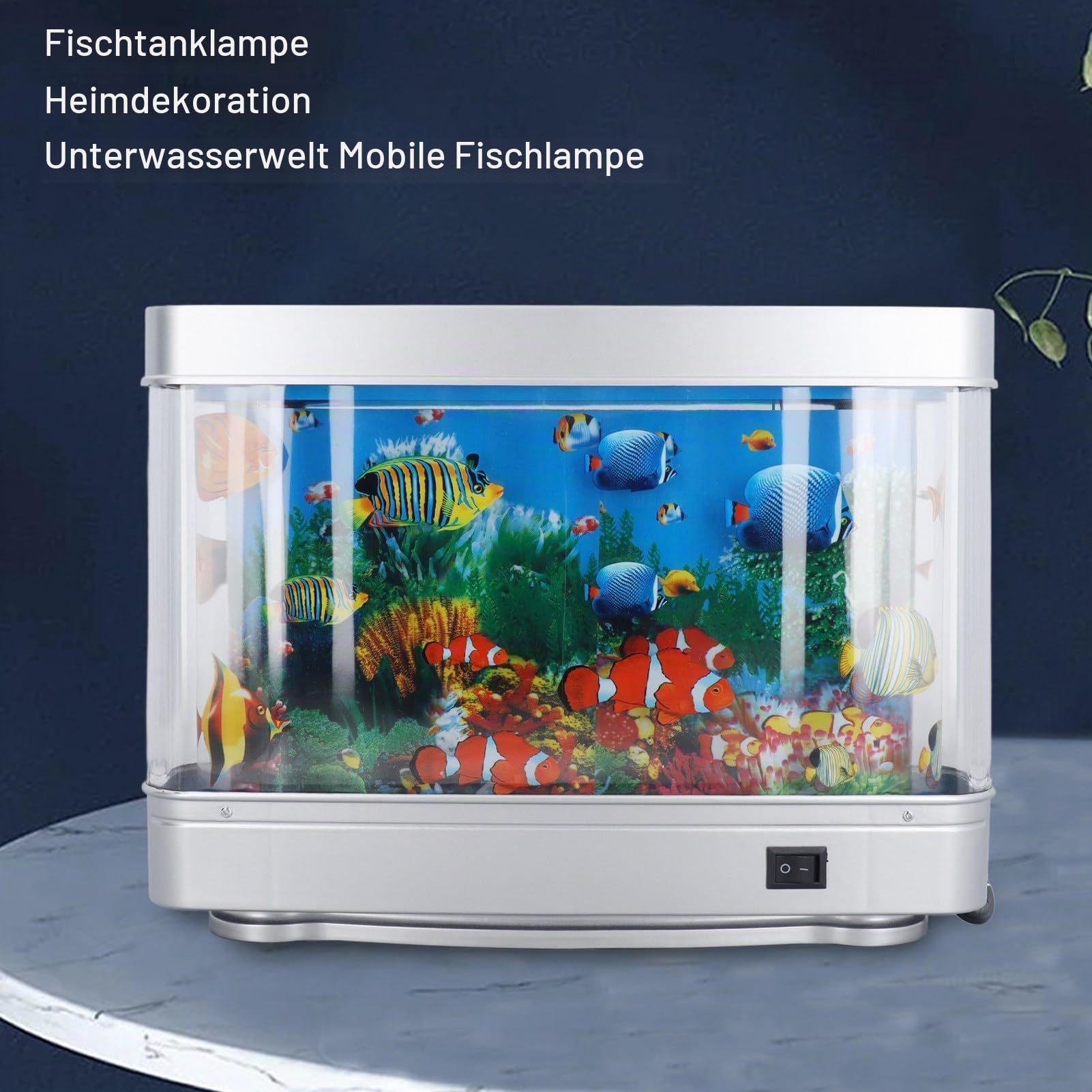Künstliches Aquarium, Mini-Aquarium, Künstliche Tropische Fische, Dekorativer Virtueller Ozean, Künstliche Aquarium-Lampe mit Beweglichen Fischen, für Kinderzimmer und Erwachsene