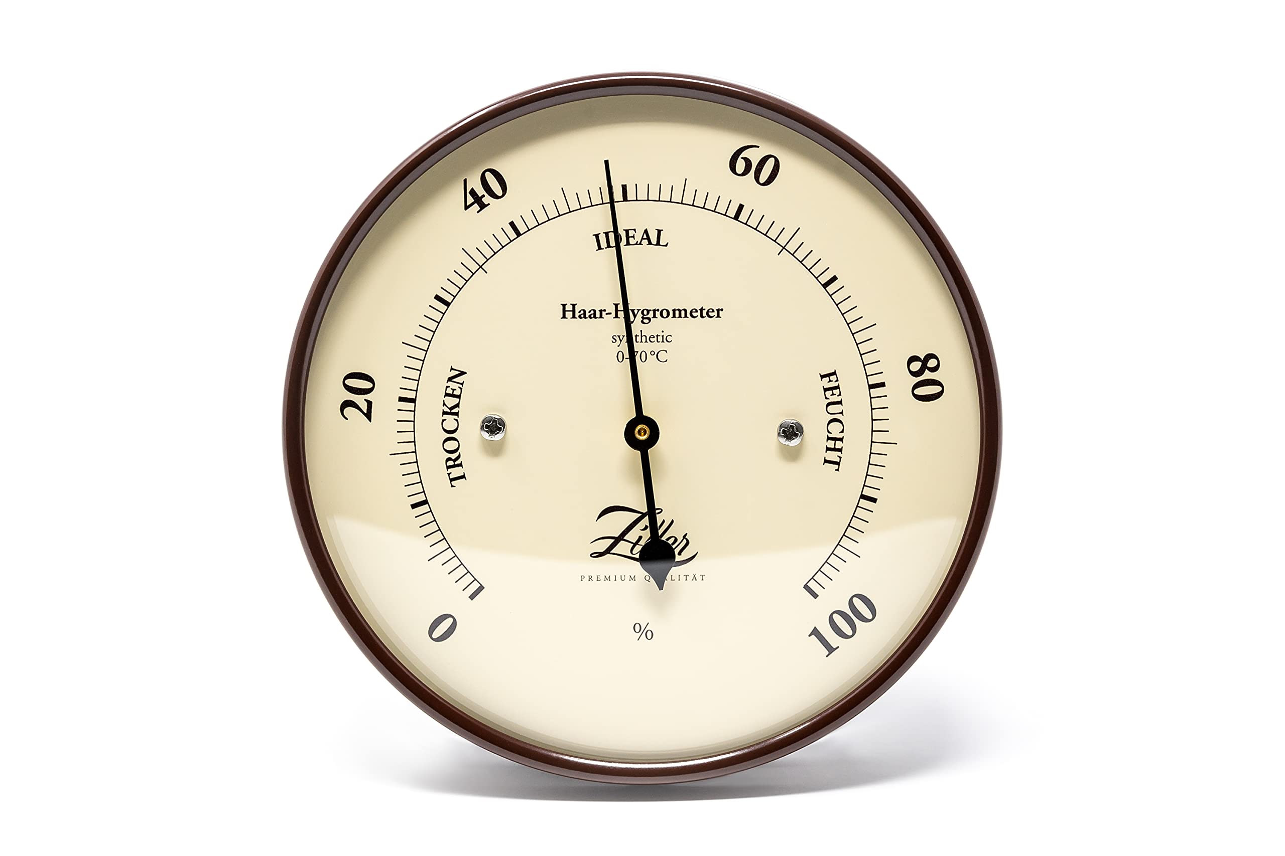 ZILLER Hygrometer synthetic, Serie Retro, Gehäuse Braun, Ziffernblatt Creme, Durchmesser 10cm, Made in Germany