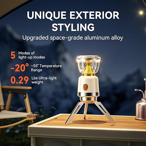 Miniatura 6 de Linterna de campamento, luces de campamento de aleación de aluminio, 5 modos de iluminación, linterna portátil para cortes de energía, emergencia,