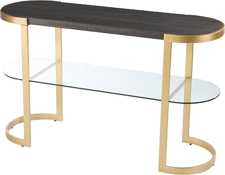 SEI Furniture - Otsento Console Table - Transitional Design, Black Glass and Wood - Ideal for Entryway, Living Room CM1104303