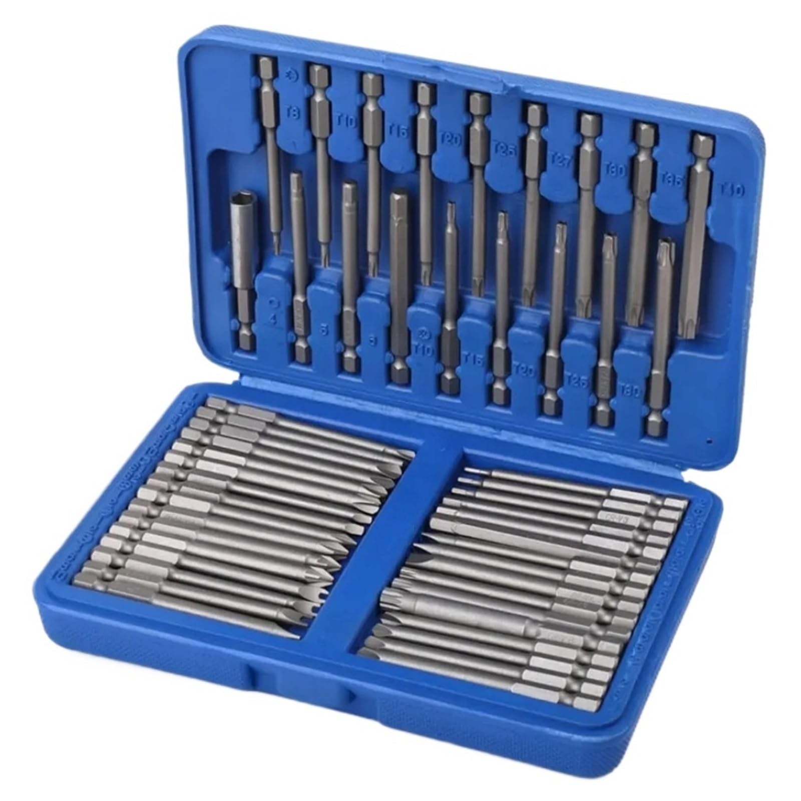 Juego De 50 Puntas De Destornillador De Alcance Extra Largo De 75 Mm, Puntas De Destornillador De Seguridad Torx Star Hex