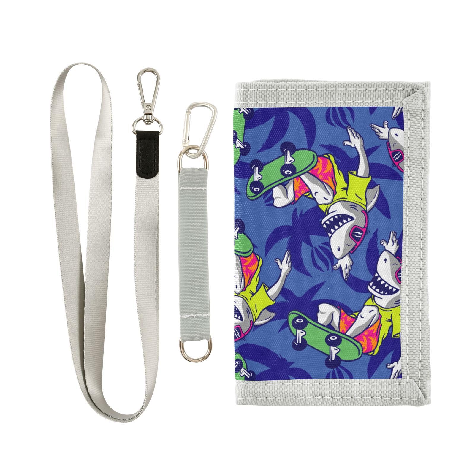 JHKKU Funny Sharks Trifold Wallets for Kids Boys Girls, Outdoor Sports Wallet for Teen, with Zipper Coin Pocket Novelty Purse