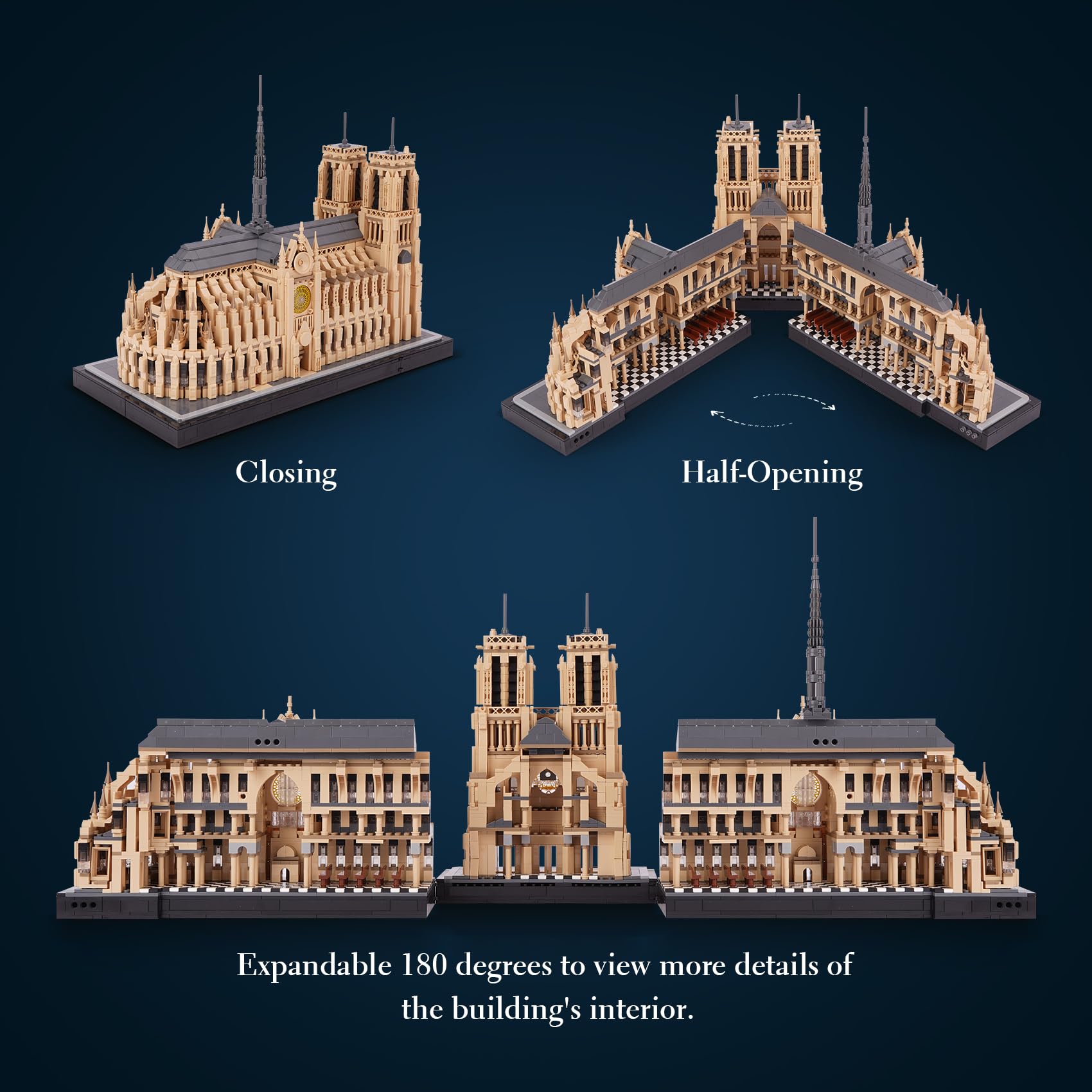 LULUFUN Bauklotz-Set, Bewegliche Notre Dame de Paris Kirche Modell Bausätze, 3D Puzzle für Erwachsene, Architektur Bauspielzeug, 5210 Teile