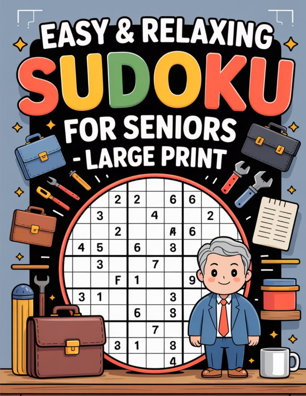 Easy & Relaxing Sudoku for Seniors – Large Print: Easygoing Strategy Puzzle Workbook for Mature Adults with Everyday Dad Theme