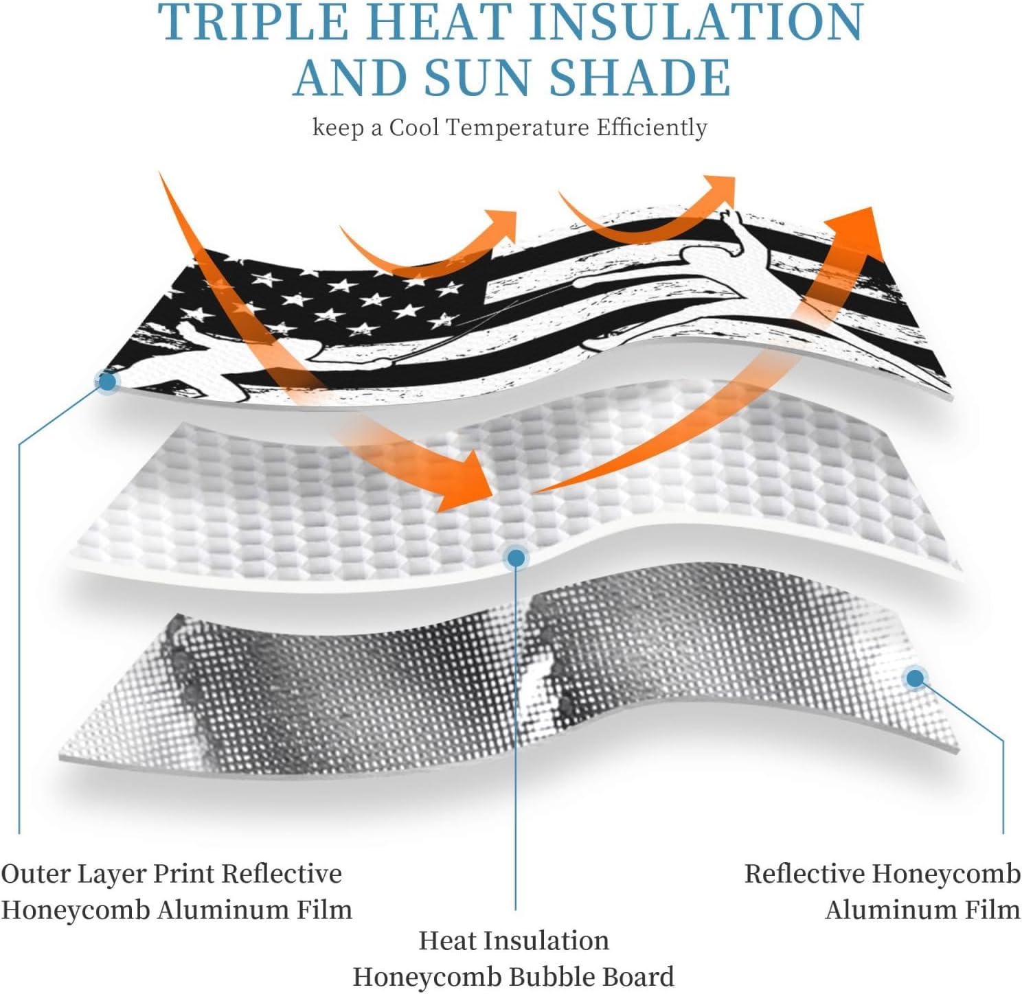 Fencing American Flag Foldable Car Windshield Sunshade Blocks Heat and Sun Glare Uv Rays