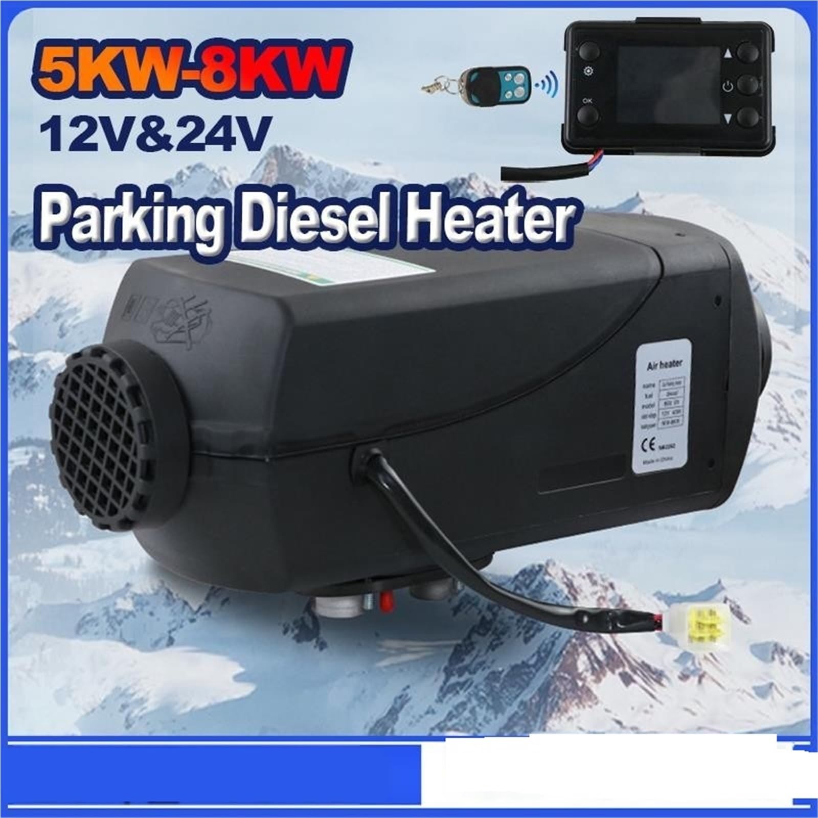 Nagrzewnica powietrza Diesel 8000 W, 12 V/24 V, wentylatory grzewcze, cichy, autonomiczny system ogrzewania, zdalny wyświetlacz LCD, zimowy, ciepły wentylator, nagrzewnica silnika (12 V, 5 kW)