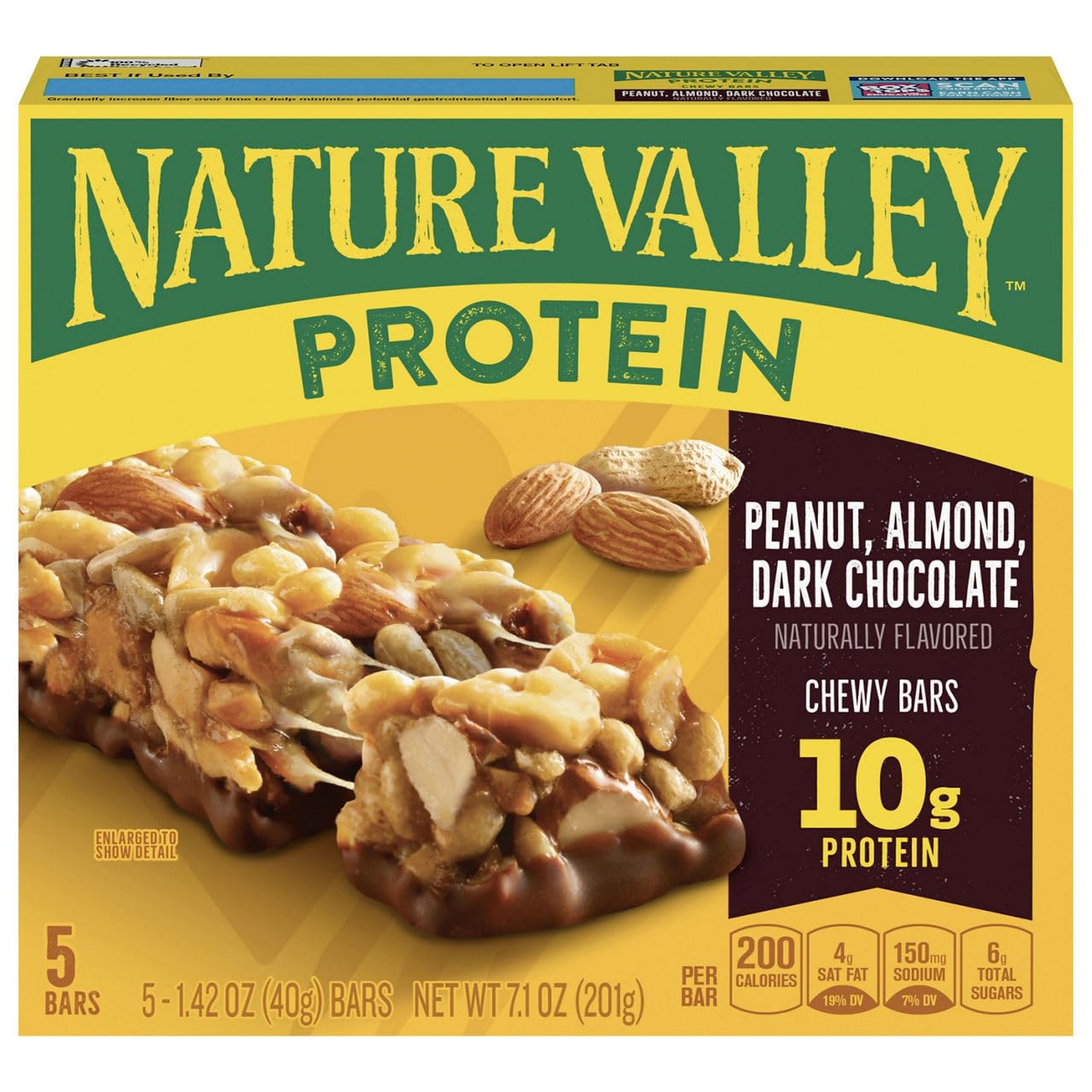 Chewy Protein Granola Bars, Peanut Almond Dark Chocolate, 5 Bars, 7.1 OZ