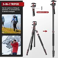 EVUMO 203 cm Kamera Állvány 36 mm Gömbfejjel - 8 kg Teherbírású DSLR Tripod Monopod Funkcióval, Videókamerákhoz és Fényképezőgépekhez, 2 Gyo 4