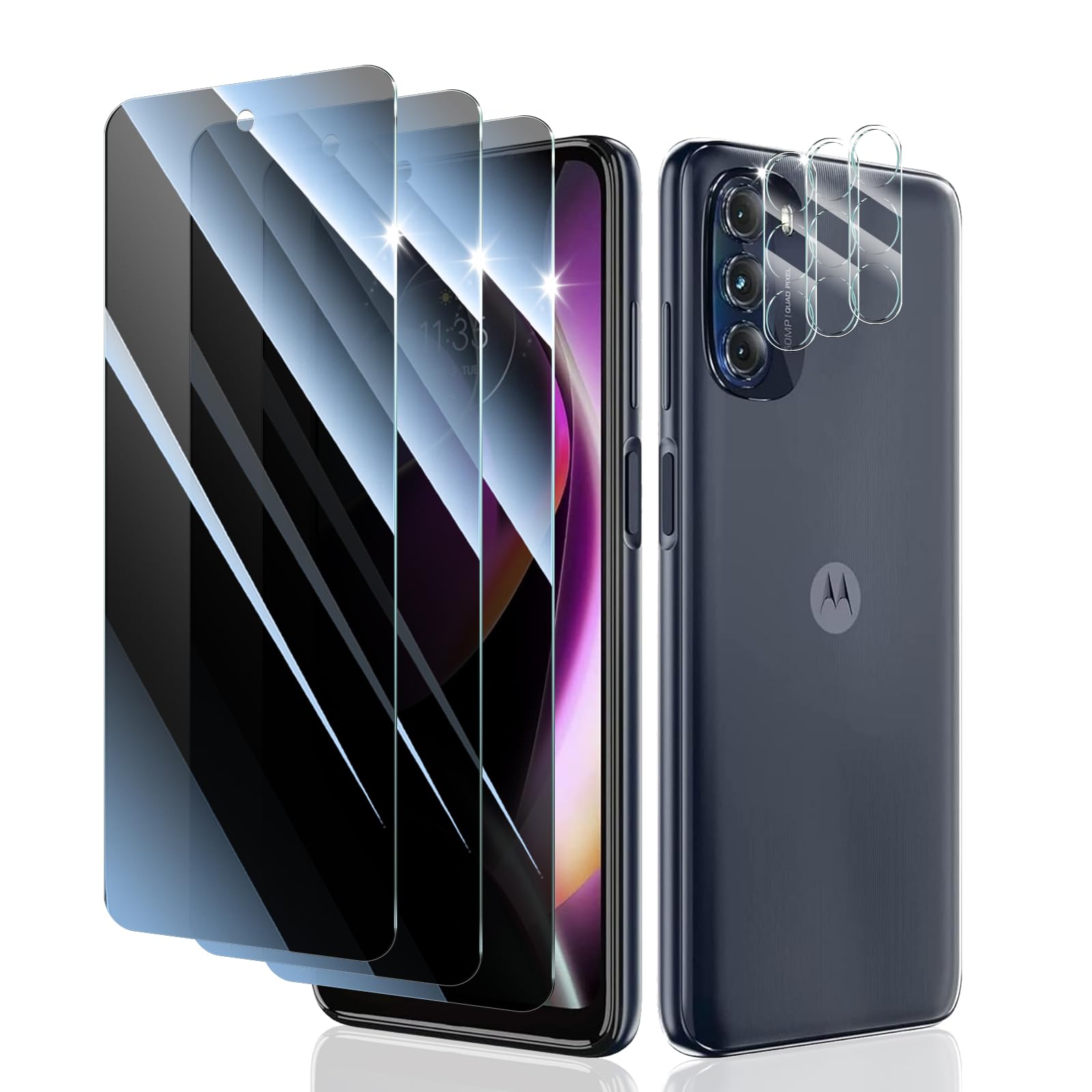 Fynorao Privacy Screen Protector and Camera Lens Protector for Motorola Moto G 5G 2022, Double Shatterproof Anti-Spy Tempered Glass Film, Private