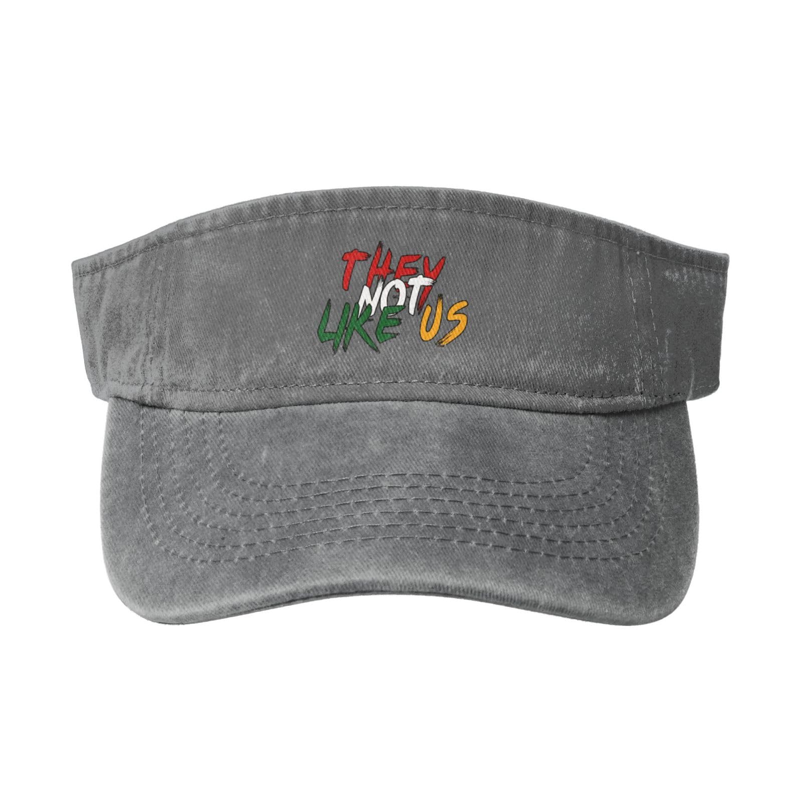They-Not-Like Us Juneteenth 1865 Freedom Day Denim Visor Hat Golf Sports Empty Top Cap Men Women Gray