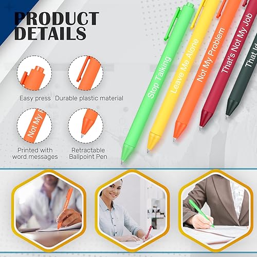 Miniatura 3 de Yeaqee Juego de 40 bolígrafos divertidos  Palabra de juramento, palabra sucia, citas groseras para suministros de oficina, tinta negra (el trabajo
