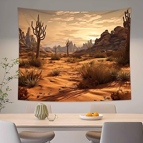 Miniatura 5 de MeguMoon Tapiz de paisaje del desierto, tapiz de montaña del desierto occidental, tapiz de paisaje del desierto, tapiz vintage bohemio para