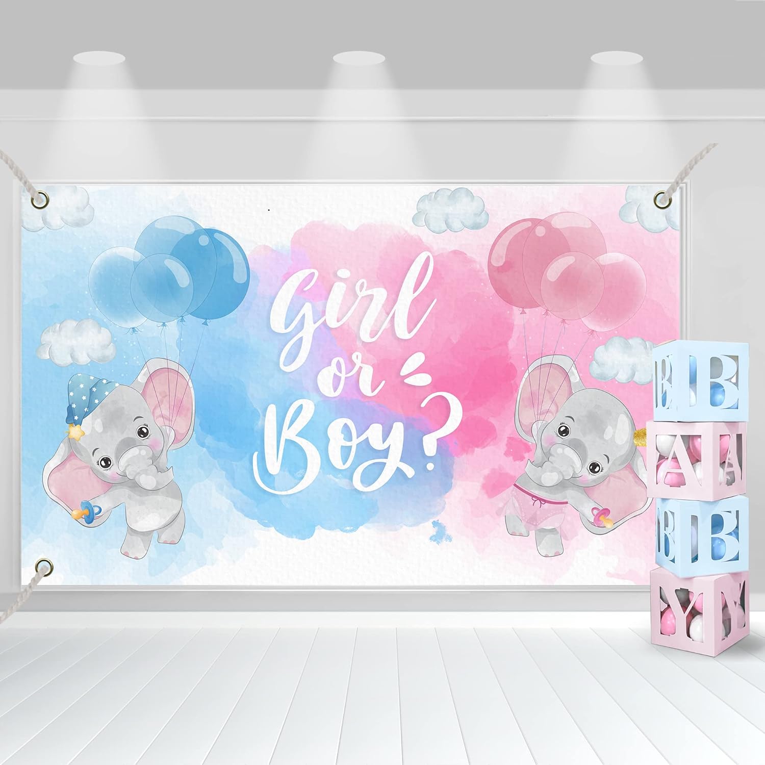 Gender Reveal Backdrop Gender Reveal Decorations Set with