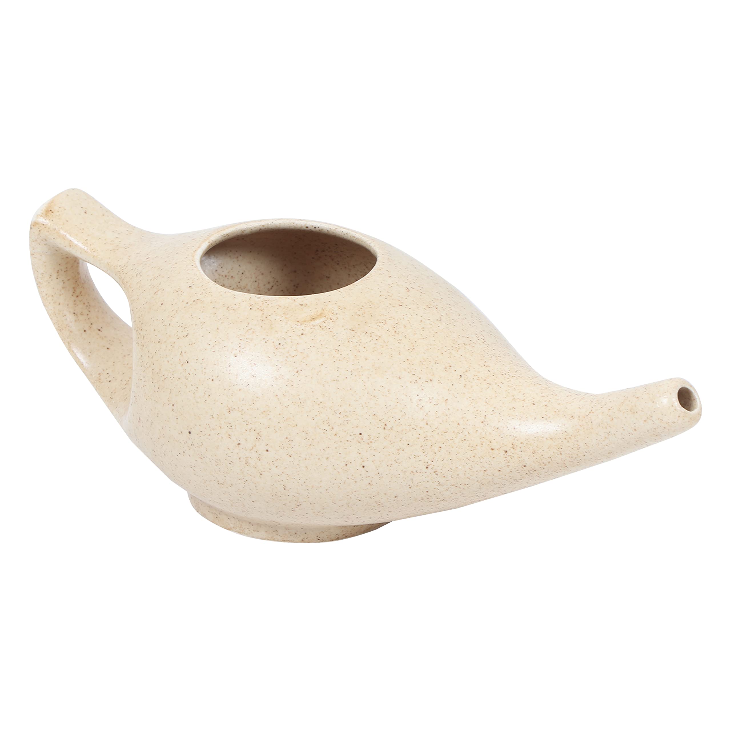 Durable Porcelain Ceramic Neti Pot Hold 230 Ml Water Comfortable Grip With 10 Sachet Neti Salt | Microwave and Dishwasher Safe eco Friendly Natural Treatment for Sinus and Congestion (Brown Matt)