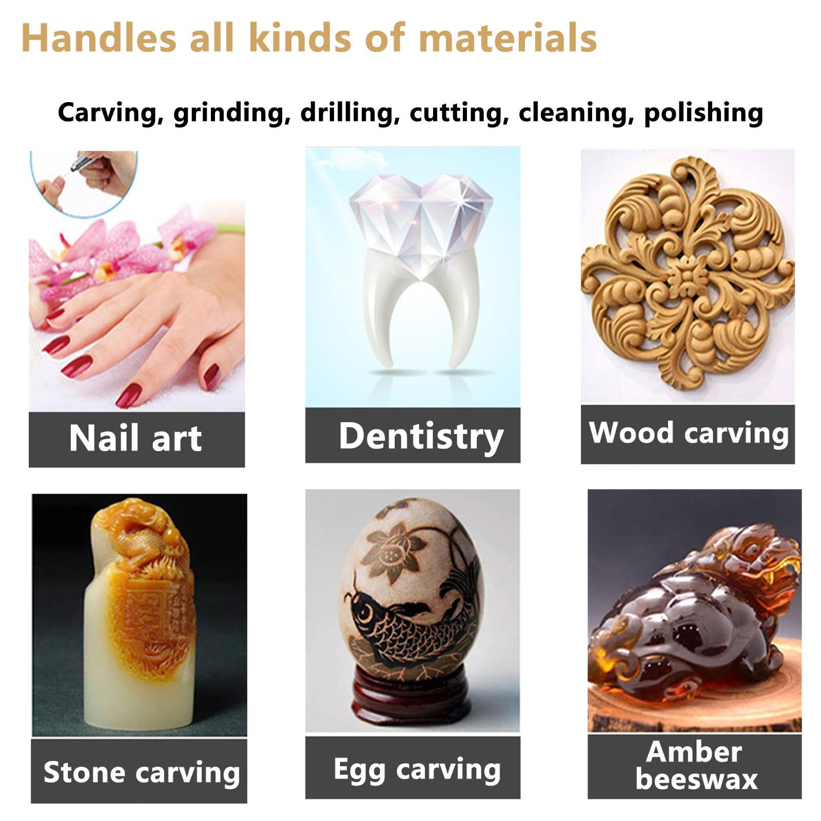 WEIMILOR Pieza de Mano con micromotor sin escobillas, Taladro de uñas Profesional/Herramientas eléctricas para Tallado de Madera industriales (Tallado de Madera, molduras, joyería)