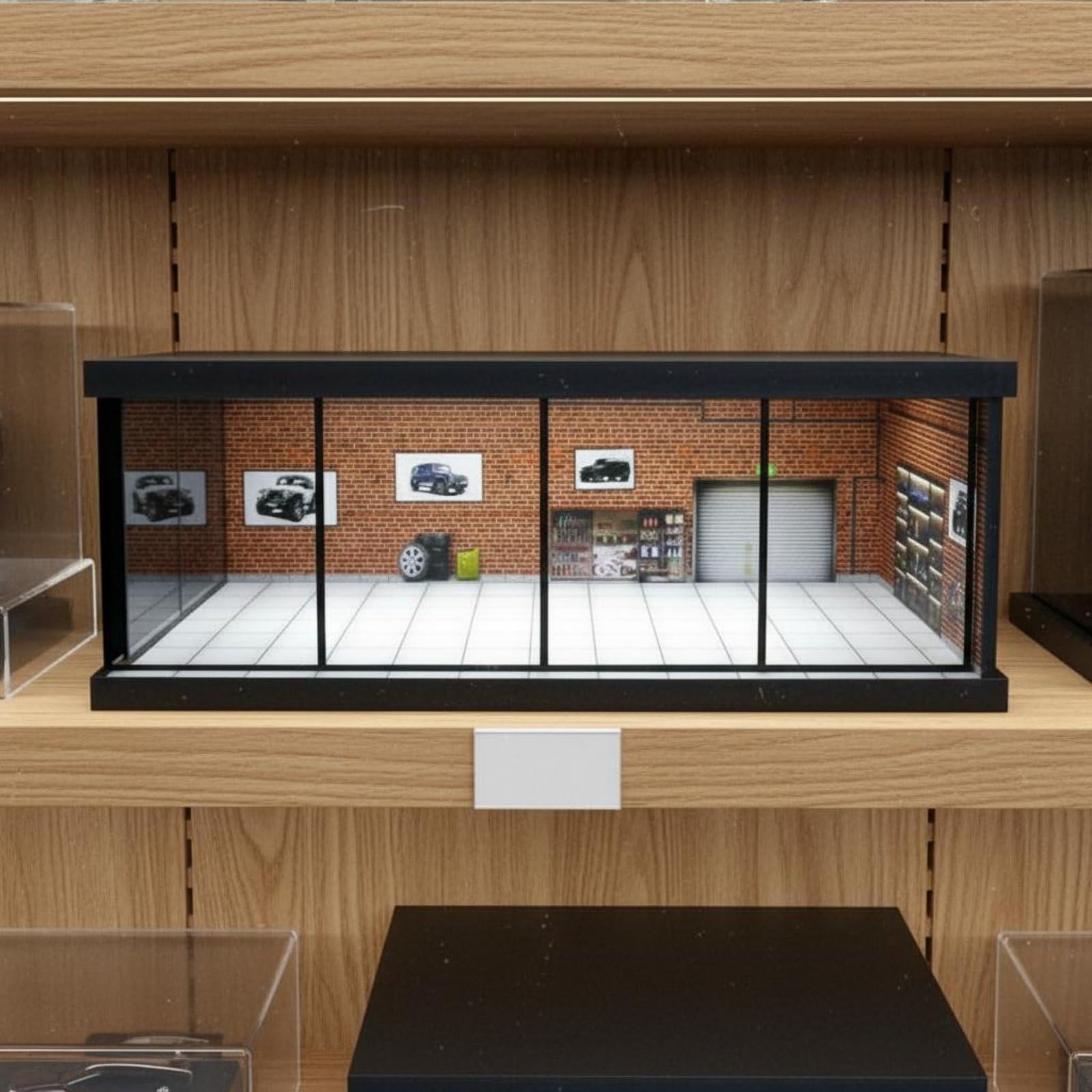 Vetrina Esposizione Modellini Auto Carrozzeria Miniatura Garage Realistico Protezione Polvere PVC per Collezione Scrivania Camera Ufficio , style to 1