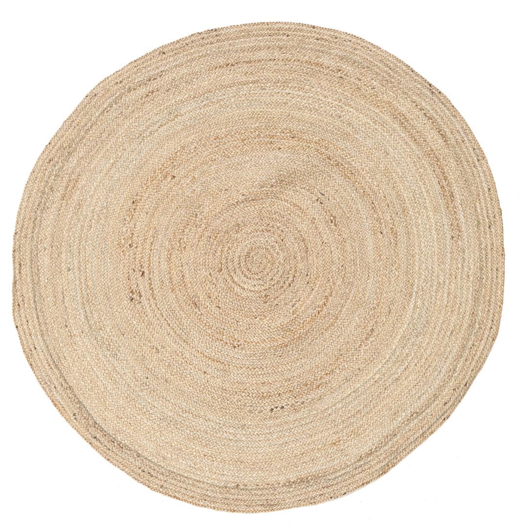 RugVista Solana Plain Jute Alfombra, Ø 150 cm, Beige | Kilim, Redondo, Pelo medio, Limpieza en seco