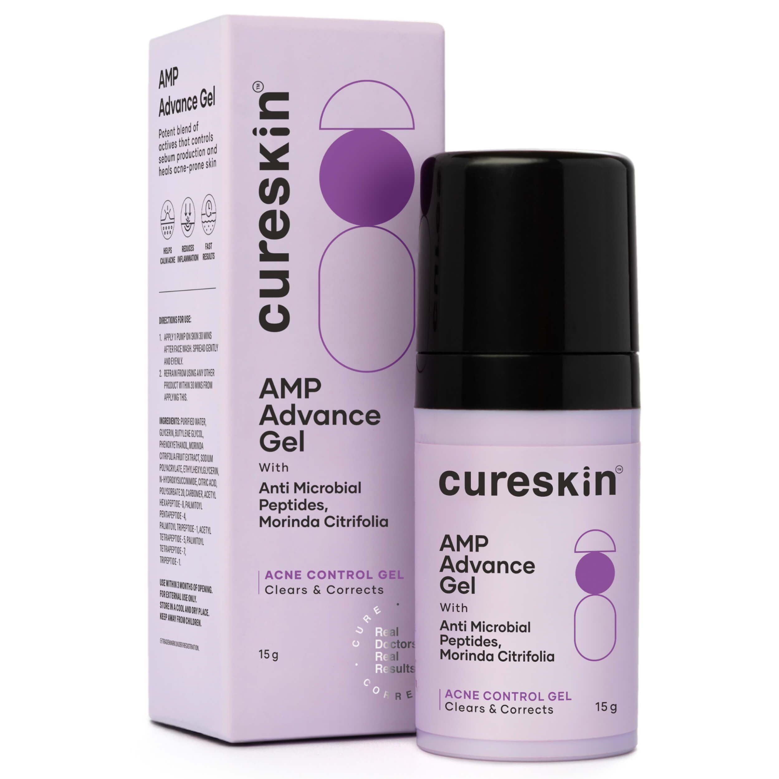 Cureskin AMP Advance Gel | Clarifying Gel for Face and Body | Smooths and Soothes Blemish-Prone Skin, 15 g (Pack of 1)