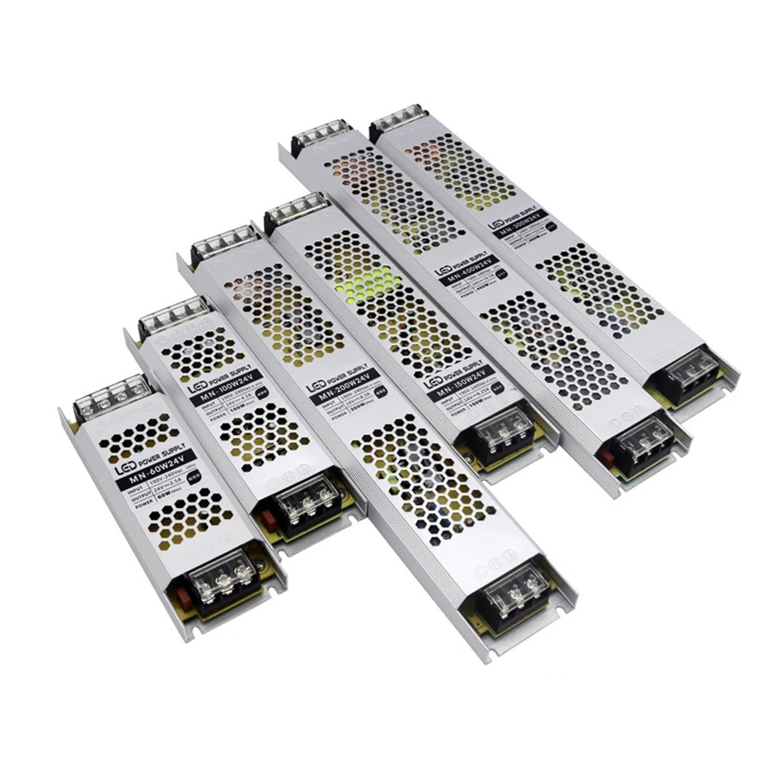 Transformateur de puissance 220V à 12V 24V, 1 pièce, 60W 100W 200W 300W 400W 500W, pilote LED, convertisseur ultra-fin for bandes lumineuses LED(400W,12V)