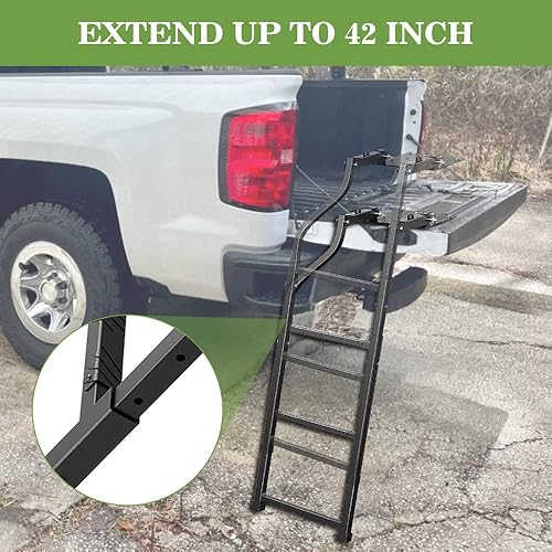 Miniatura 5 de Escalera plegable para plataforma trasera de camión, escalera de extensión universal con placas de agarre de aluminio mejoradas