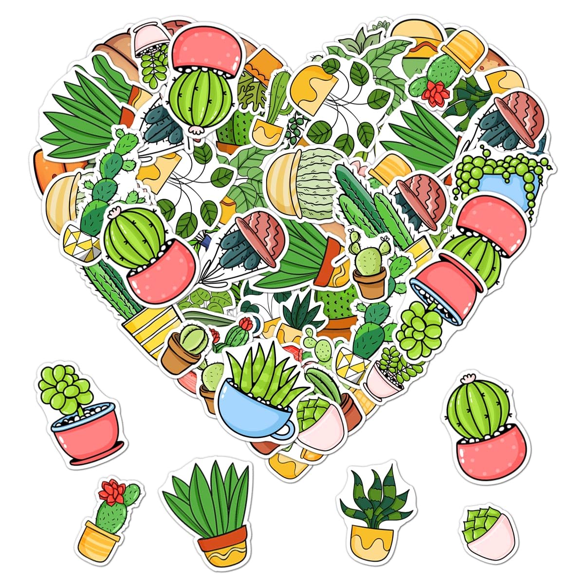 Pack 50 Pcs Green Plant Stickers for Water Bottles Waterproof Laptop Luggage Cups Computer Scrapbooking Teen Adult Girls Boys Funny Cute Aesthetic