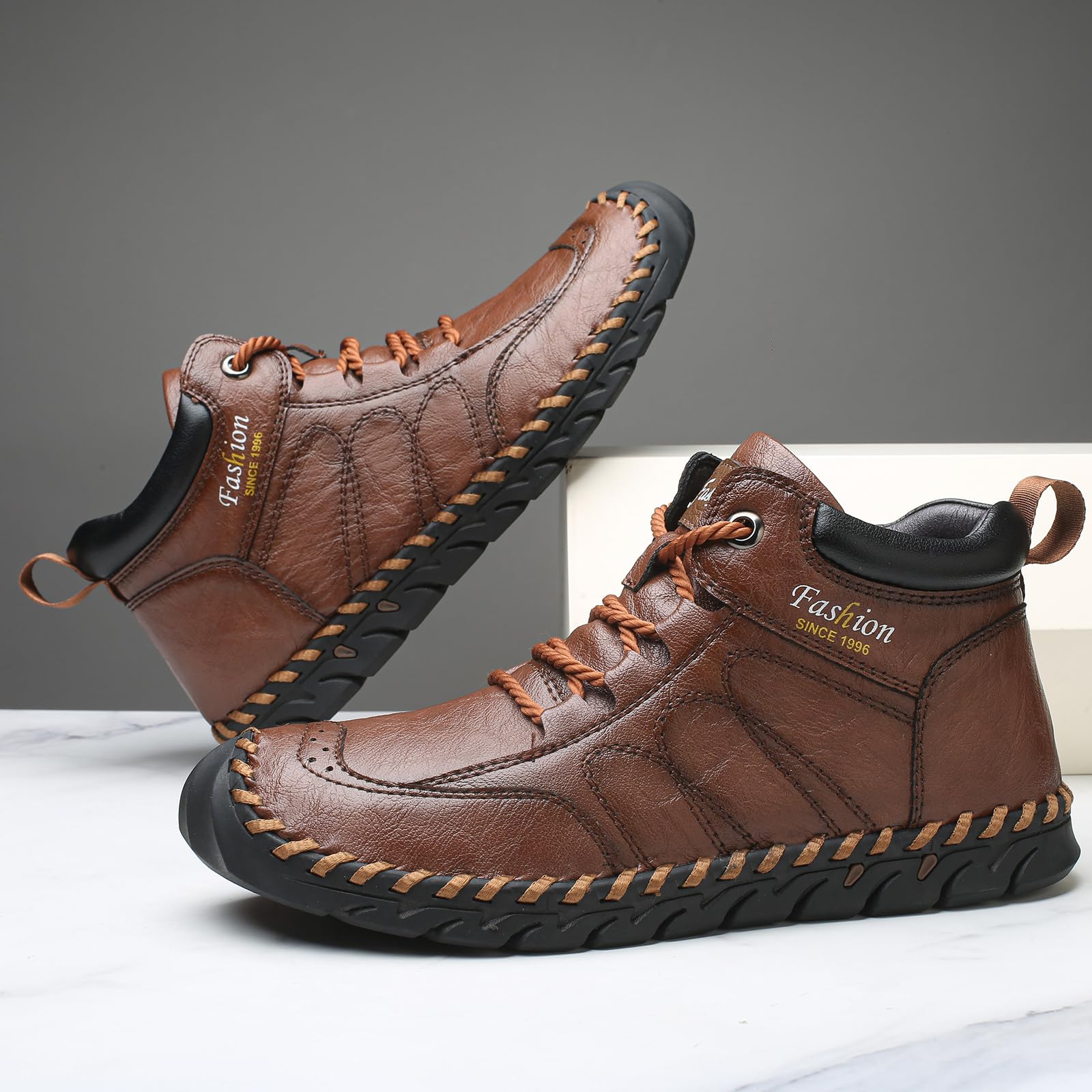 EKSMA Męskie sznurowane buty typu chukka do kostki wsuwane lekkie miękkie oddychające klasyczne buty do chodzenia bez podeszwy na co dzień