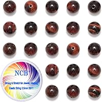 Vista 21 de NCB - 200 cuentas naturales, redondas y sueltas de lava volcánica negra natural de 0.32 pulgadas (8 mm), para joyería con espaciador y cordón
