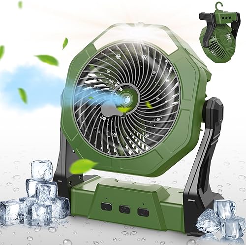 Miniatura 12 de Ausic Ventiladores portátiles de niebla para campamento, [máximo 35 horas de funcionamiento] Ventilador de refrigeración al aire libre para patios