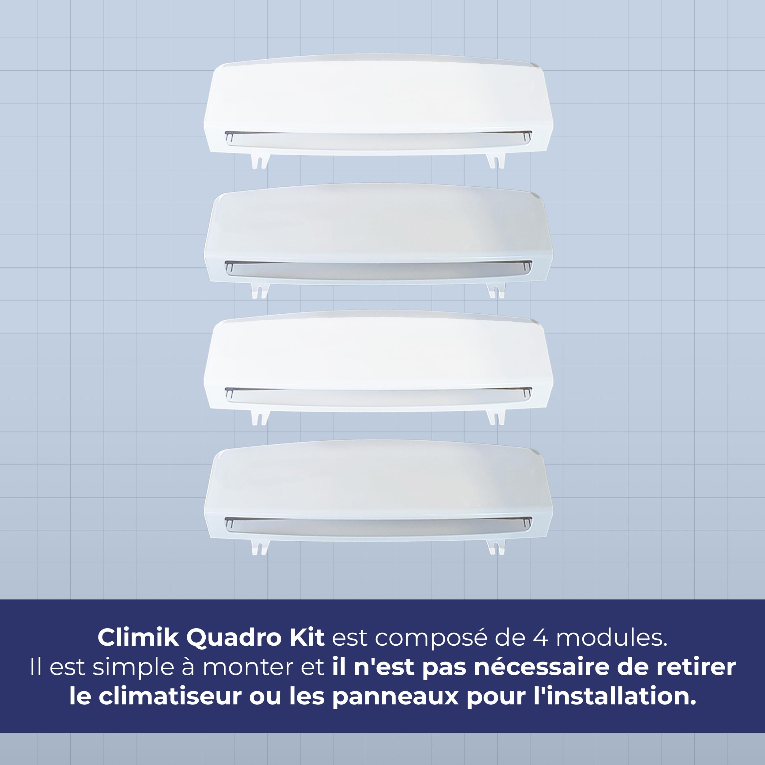 Quadro Deflecteur Climatisation De Plafond - KIT de 4 Déflecteurs Pour Climatiseurs à cassette - Facile à Installer - Blanc, Made in Italy