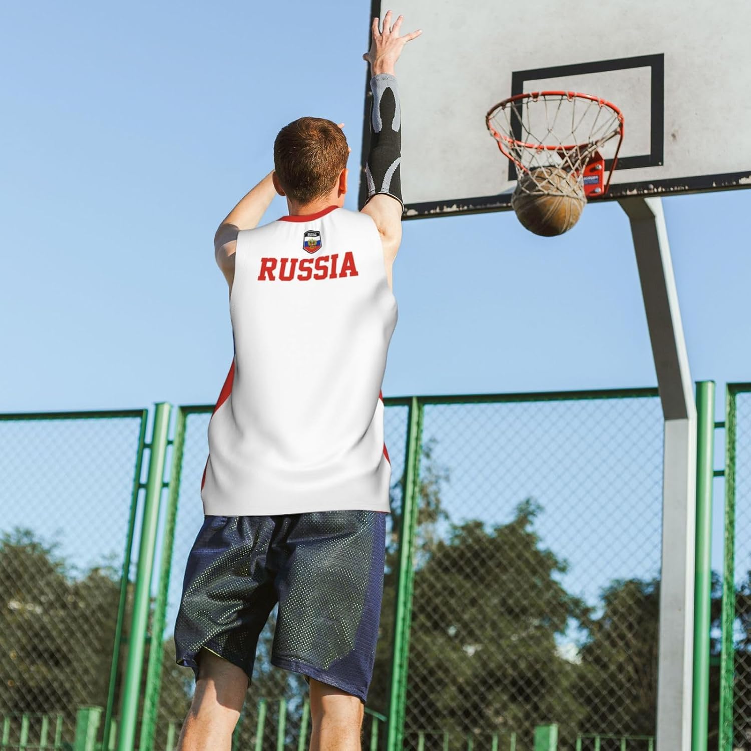 Russia Flag Basketball Jerseys Sports 3D Vest Shirt for Men Running Fitness Training Team Jersey
