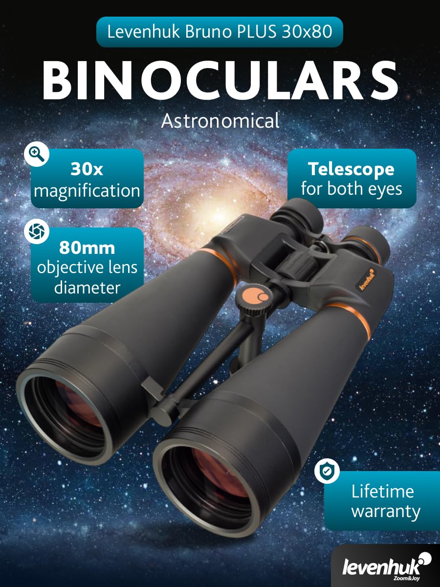 Levenhuk Bruno Plus 30x80 Jumelles Astronomiques Puissantes, Prismes Porro