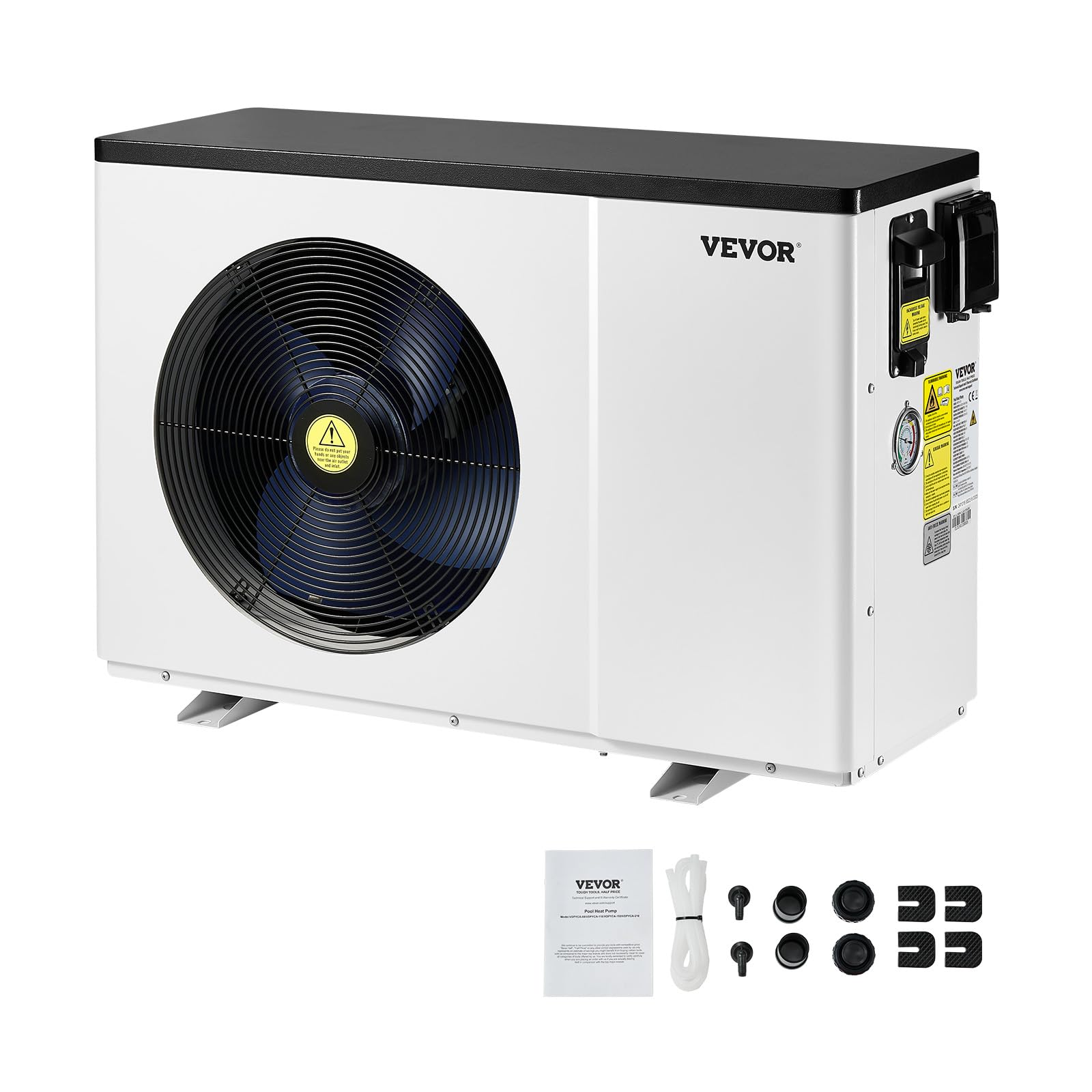 VEVOR Bomba de Calor Eléctrica para Piscina, 1,​48-​7,​11 kW, Calentadores de Piscina de Frecuencia Variable que Ahorran Energía para Piscinas Elevadas de 15-​30 m³, CA 220-​240 V 50 Hz, 905 x 360 x 620 mm
