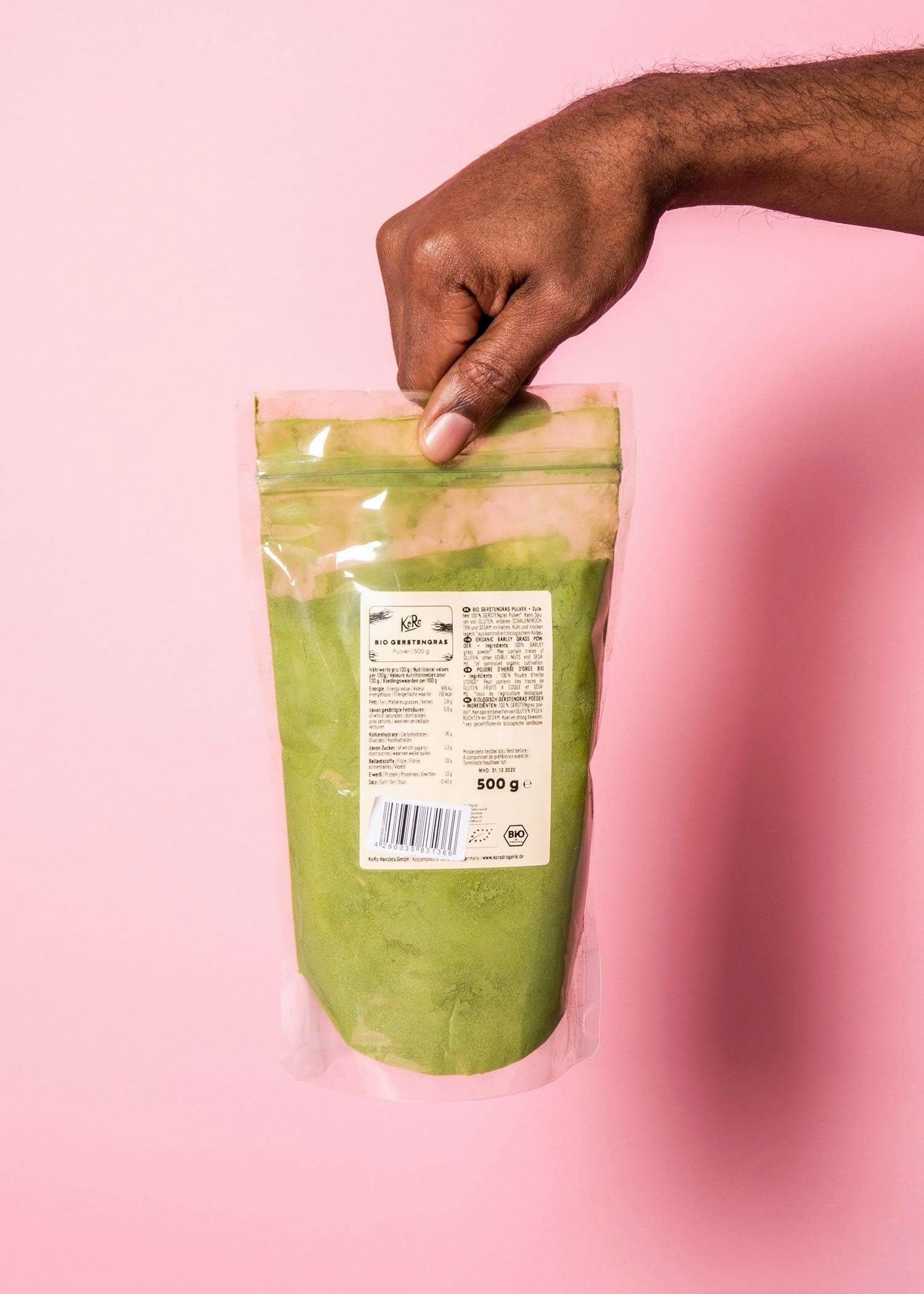 KoRo - Bio Gerstengras Pulver 12 x 500 g - Superfood aus zertifiziert biologischem Anbau ohne Zusätze