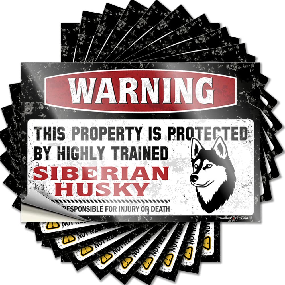 Bumper Funny Decor Custom Stickers, Water Waterproof Warning This Property is Protected By A Highly Trained Siberian Husky for Hydro Flask | Punk Vinyl Decals for Darts Holiday(6X9CM)
