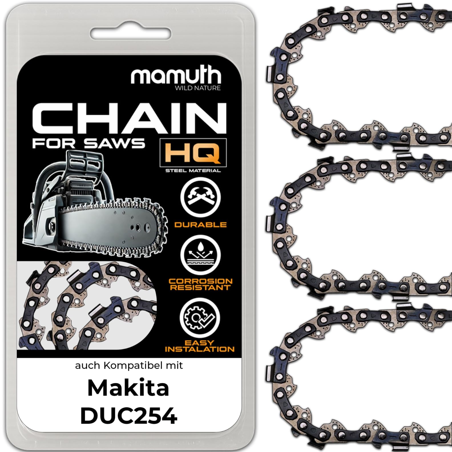 3x Chainsaw Chainsaw 25 cm 1.3 mm 1/4 Inch 60 TG for Makita DUC254