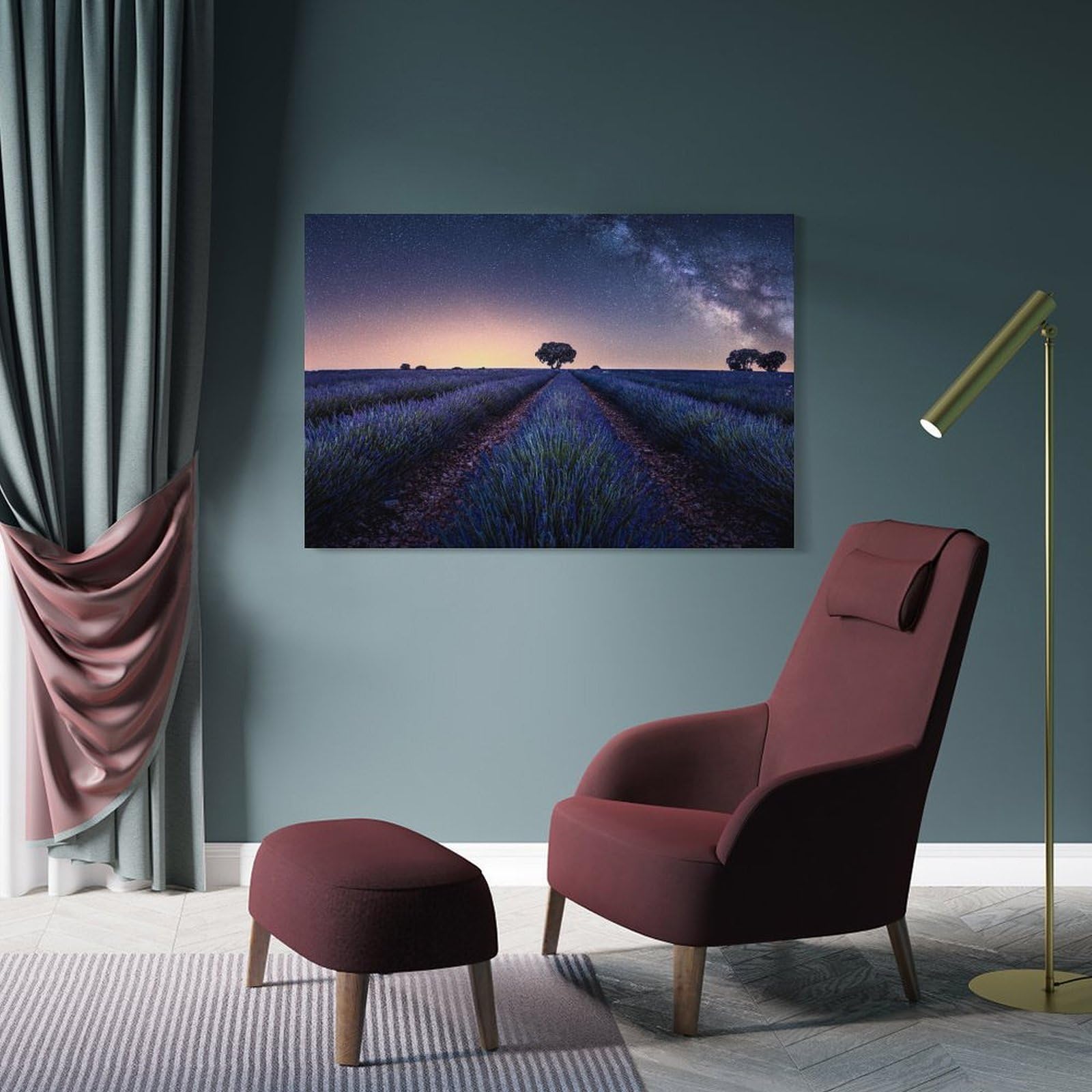 Junmoney Lavender Fields Decorative Wall Artwork, 24x36inch(60x90cm), for Hallway, Lounge Or Guest Room, Decorative Present for New Homes