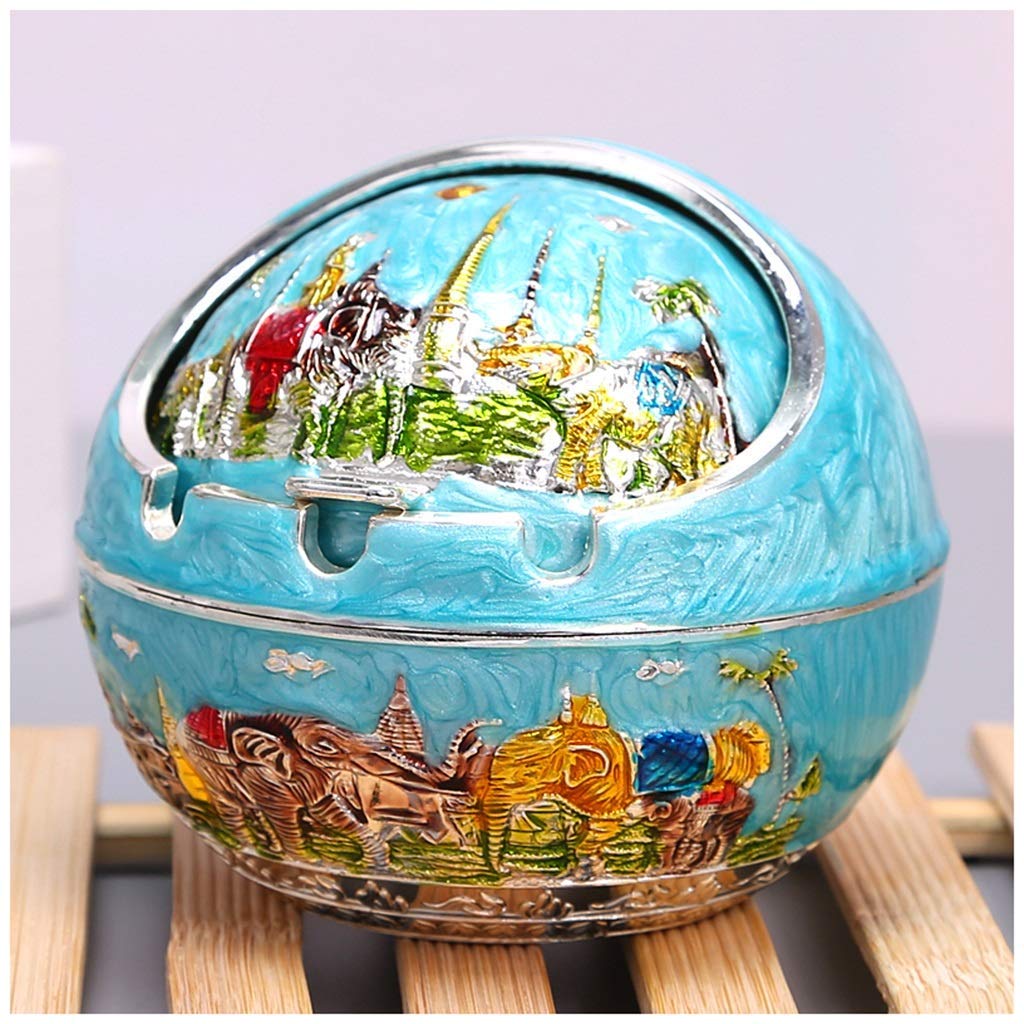 Cenicero creativo tapa europea adornos decorativos cenicero azul sala de estar dormitorio mesa de café hogar 10X9CM