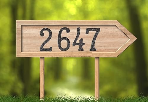 Miniatura 8 de Números de casa de 5.5 pulgadas, color negro, de hierro fundido, acabado rústico original, número de dirección de la casa para exteriores, aspecto