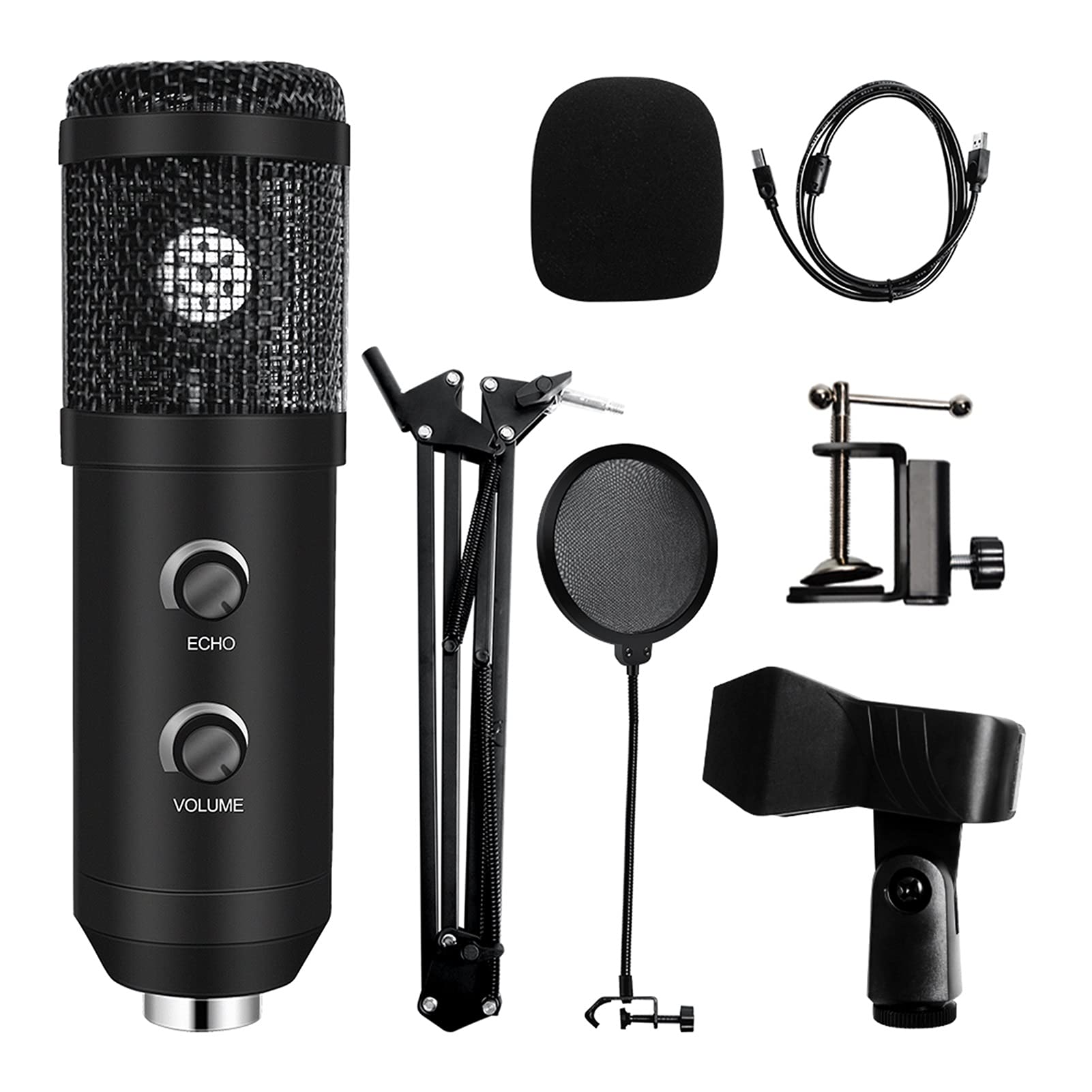 ywzhushengmaoyi mikrofon Microfono USB Microfono per PC E20 con Supporto a 6 Pollici Bracciolo a 5 Pollici Kit Studio di ribalta Professionale Microphone (Color : 2)
