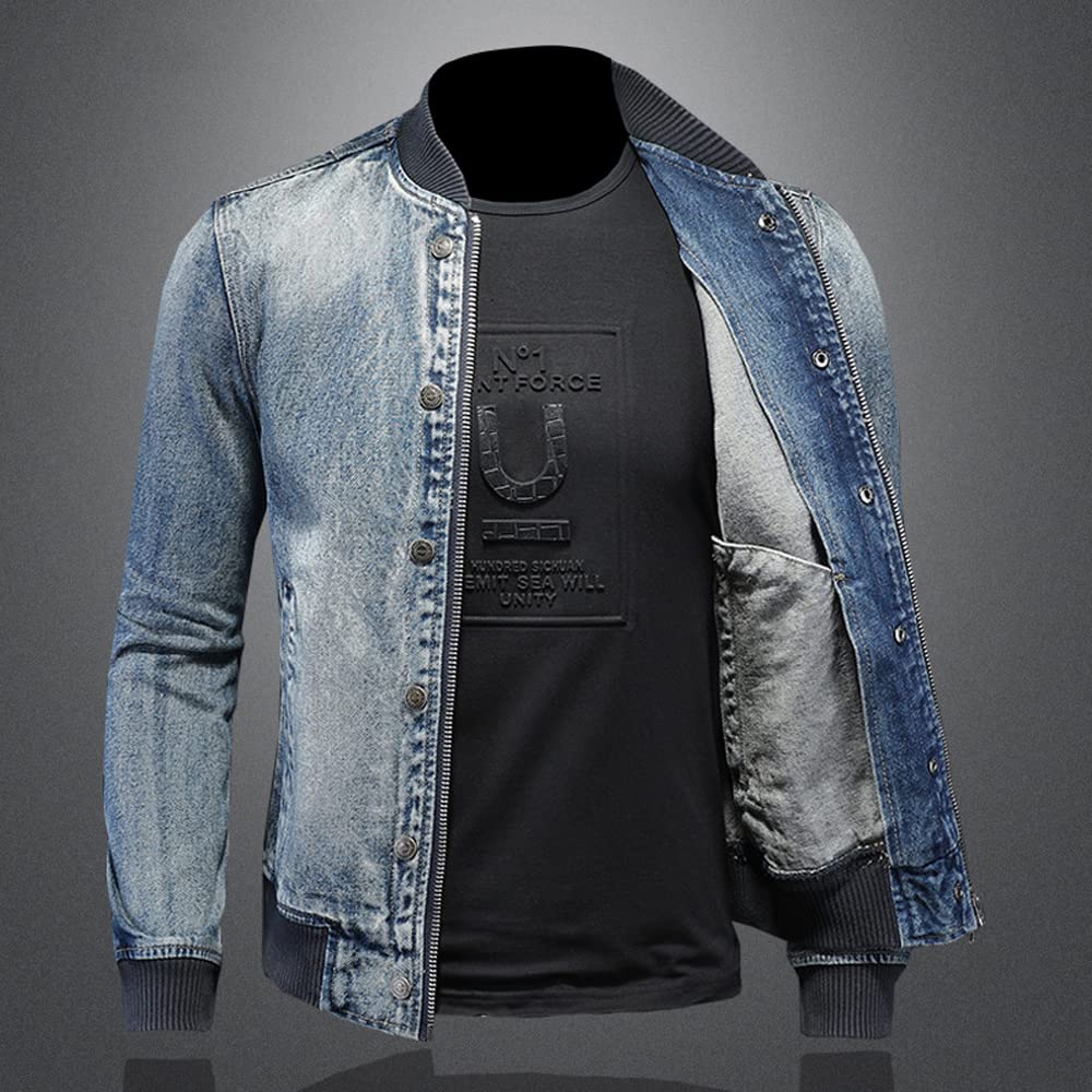 FIVETOSEVEN Autumn Simple Men Vintage Denim Jackets Mens