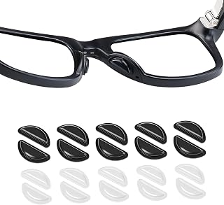 Ray-Ban Meta Wayfarer対応眼鏡ノーズパッド、滑り止めメガネシリコンノーズパッド、ソフトシリコンノーズパッド、10ペア(ブラック&クリア) [並行輸入品]