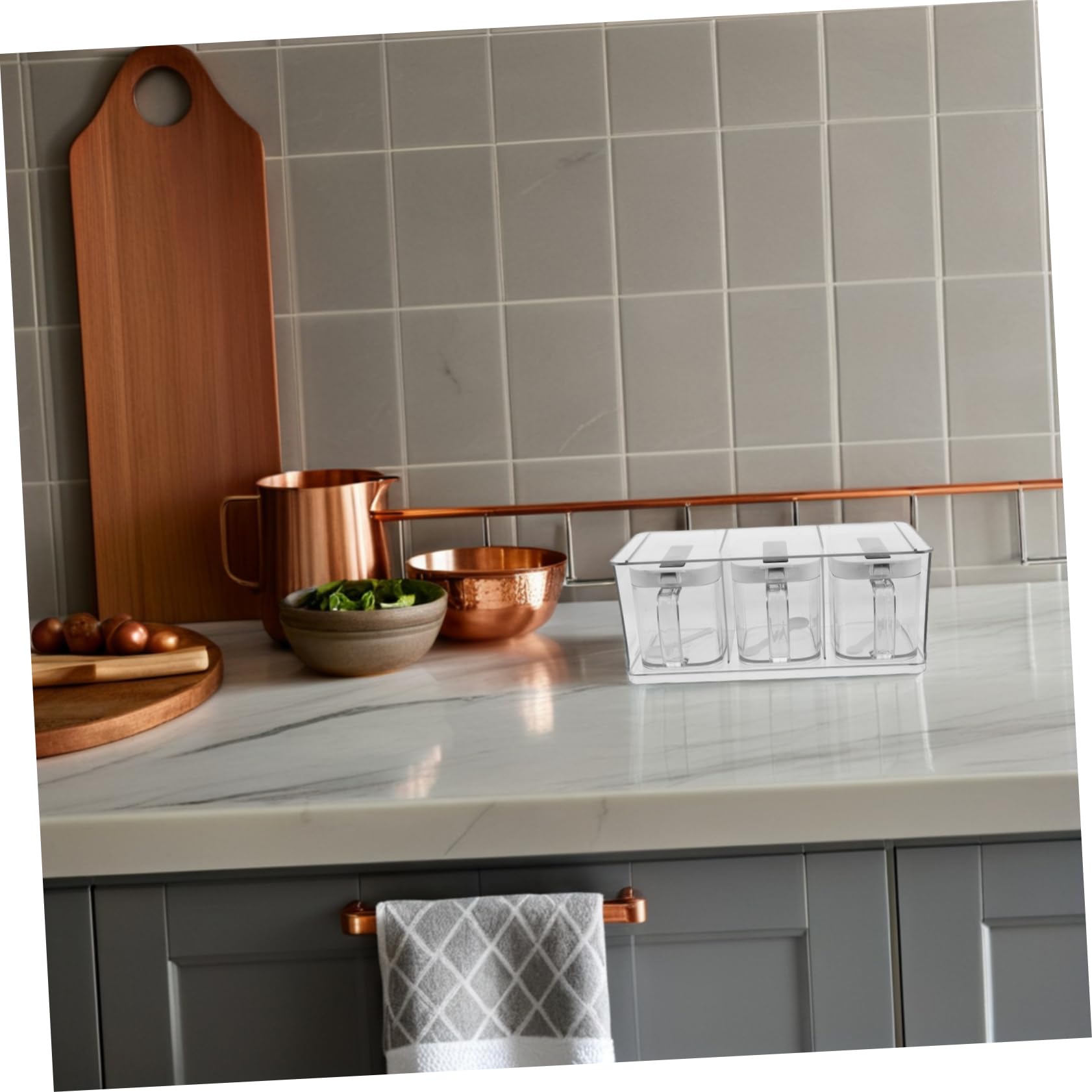 LIFKOME Boîte à Épices Cuisine en Pet avec Couvercle, Ensemble 1 Set, Rangement Multifonctionnel pour Sel et Huile, Design Simple et Élégant, Montage Mural pour Accès Rapide